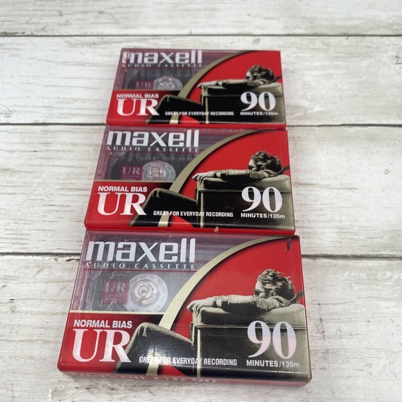 3 Factory Sealed New 90 Minutes Maxell UR Normal Bias Blank Audio Cassette Tape - Picture 3 of 7